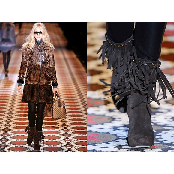 Gucci Brown Hysteria Baboushka Suede Fringe Boots (IT39, US9) F/W2008 pre-owned - Picture 1 of 12
